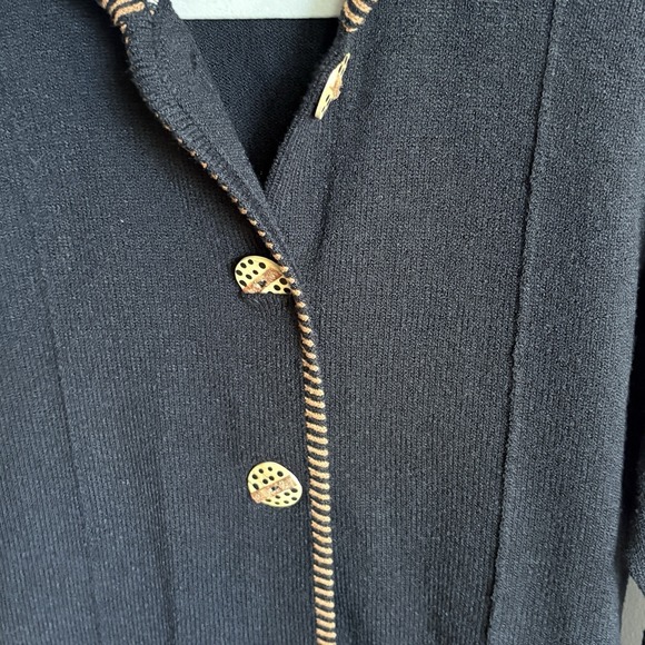 Vintage Rich and Levy Cardigan Sweater Womens Black&Red Gold Pearl Buttons Sz L - Picture 8 of 14